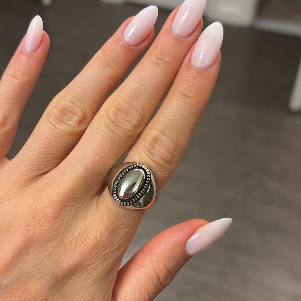 The Joyce Chunky adjustable sterling silver oval round bold ring